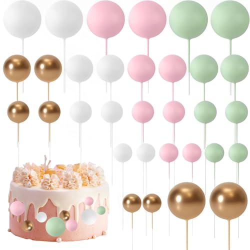 Huamengyuan schilder flaggen Happy Birthday tortenaufsatz 32 Stück Tortendeko Kugeln Cake Topper Mini-Ballons Tortenaufleger für Hochzeit Party Baby Dusche Geburtstag Torte Dekorieren von Huamengyuan