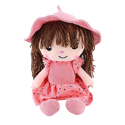 Kuschelpuppe Weiche Stoffpuppe mit Kleidung und Haar für Kinder Mädchen von 0-5 Jahren, Baby Mädchen Geschenke Baby Puppe Doll Taufgeschenk Plüschtier Handmade Textilpuppen Gefüllte Puppen AD001 von Huamengyuan