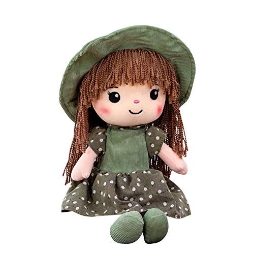 Kuschelpuppe Weiche Stoffpuppe mit Kleidung und Haar für Kinder Mädchen von 0-5 Jahren, Baby Mädchen Geschenke Baby Puppe Doll Taufgeschenk Plüschtier Handmade Textilpuppen Gefüllte Puppen AD001 von Huamengyuan