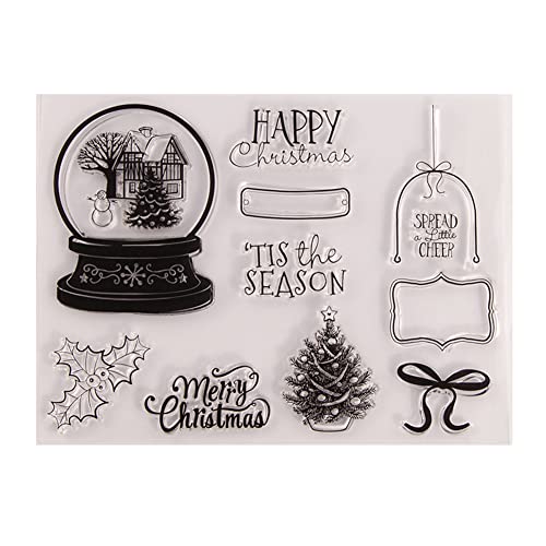 Silikonstempel Weihnachten Stempel Clear Stamp Transparent 1 Bogen Weihnachtsstempel Silikon DIY Scrapbooking Fotoalbum Transparenter Stempel zum Selbermachen, Papierkarten, Bastelkunst von Huamengyuan