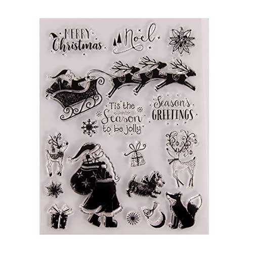 Weihnachtsmann Weihnachten Klare Stempel Silikon Transparente Stempelkarten für Urlaub Geburtstag Weihnachtskarten Basteln DIY Scrapbooking Journaling Album Dekoration ZS01 von Huamengyuan