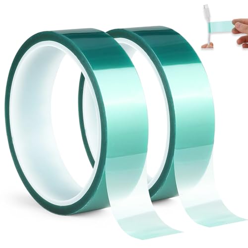 Hitzebeständiges klebeband, 2 Rollen Wärmeband für Sublimation, Wärmebände 2cmx33m, Keine Rückstände Wärmebänder für Elektronik Leiterplatten DIY Handwerk (Grüner Wärmebänder) von Huamirra