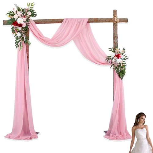 Huamirra Hochzeitsbogen Tüllstoff,75X600cm Chiffon Stoff Vorhänge Tülldekostoff Bogenvorhäng,Querbehang Freihanddeko, Vorhänge Hochzeit Bogen Vorhänge, für Laube Hochzeit Torbogen (Rosa) von Huamirra