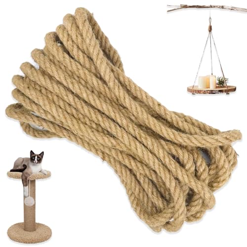 Juteseil, Lang Hanfseil, Dicke Jute Schnur, Jute Bastelschnur, Handlaufseil, für DIY, Haus Dekoration, Handwerk und Bündel (10mm-10M) von Huamirra