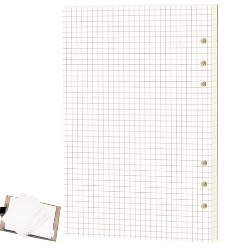 Nachfüllpapier, 1 Pack Nachfüllbar Notizpapier, Karierte, 6 Löcher Refill Leeres Papier, Ordnerfüllpapier 45 Blatt 90 Seiten für 6 Ring Portfolio, A5 Ordner Notizen Organizer Planer von Huamirra