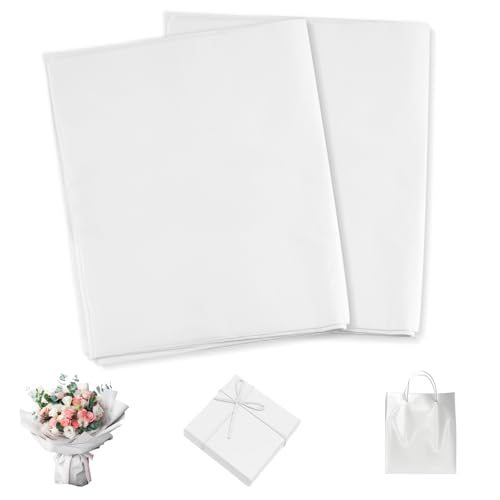 120 Blatt Seidenpapier Weiß, Seidenpapier Verpackungsmaterial, 50x35 cm Tissue Paper, Transparentpapier Bastelpapier zum Kreieren Pompoms Papierblumen Geschenkpapier für Hochzeit Geburtstag DIY Deko von HuangXinyu