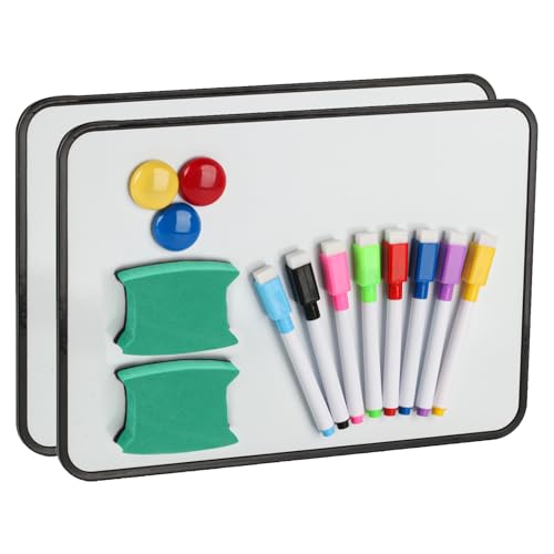 2 Stück Whiteboard Magnetwand, kleine doppelseitige Whiteboard Trocken abwischbare, A4-Format Magnettafel Magnetwand, mit trocken abwischbaren Stiften, Radiergummi, Magneten, 30 x 21 cm von HuangXinyu