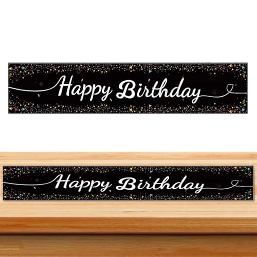 Tischläufer Geburtstag Tischdecke Geburtstag Schwarz, Happy Birthday Tischläufer Tischdecke Happy Birthday Tischdeko Geburtstags Deko für Mann Mädchen Jungen Geburtstagsdeko Party Deko(180 x 35cm) von HuangXinyu