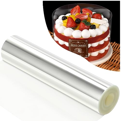 Huanmin Tortenrandfolie 20cm, Transparent Acetate Folie Rolle, Acetat Tortenrandfolie Wiederverwendbar, Cake Film für Torte Schokolade Mousse Kuchen Dessertringe (10m*20cm) von Huanmin