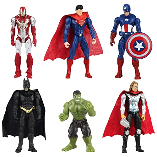 Marvel Figuren set, Mini Avengers Figuren 6 Stück Marvel Figuren Klein Marvel Tortendeko Figuren für Kinder Junge Geburtstags Kuchen Dekoration Party Autodekoration Kuchenaufstecker von Huanmin