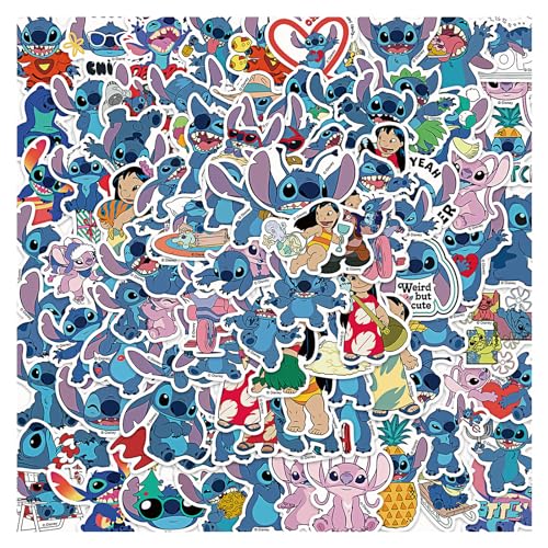 Stitch Aufkleber, Kinder Sticker 100 Sticker Cartoon Aufkleber Vinyl Aufkleber Kinder Laptop Sticker & Skateboard Sticker Koffer Auto Fahrrad Sticker für Erwachsene Kinder von Huanmin