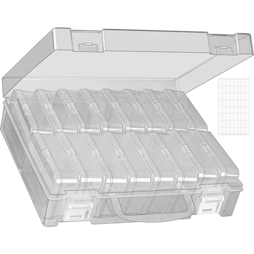Diamond Painting Aufbewahrungsbox, Diamond Painting Zubehör Boxen, 16 Gitter Transparent Diamond Painting Aufbewahrung Box Diamant Painting Perlen Aufbewahrungsbox mit Stickers für Steine (1 Stück) von Huaxiangoh
