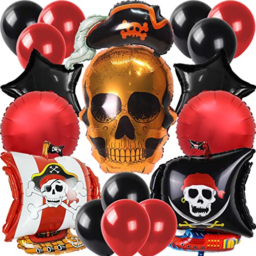 Piratenschiff Kindergeburtstag Luftballons Set, 8 Piratenschiff Folienballon und 20 Latex Luftballons, Piratenschiff Party Dekoration Ballon für Piratenschiff-Themenparty Ozeangeburtstag von Huaxintoys