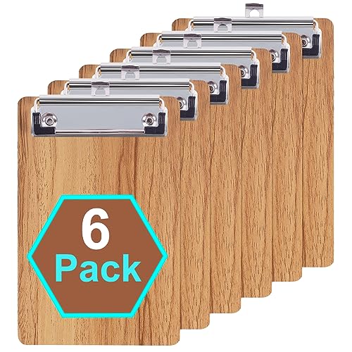 HUAYANG 8 Stück Klemmbrett A6, Clipboard Set 102 * 230mm Mini aus Holz Klemmbretter,Schreibbrett mit Metallclips Zwischenablage für Notizen, Gutscheine, Rechnungen, Malerei von HUAYANG