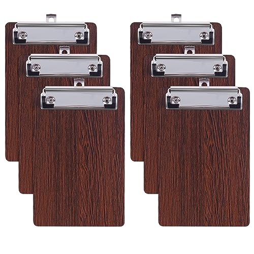 HUAYANG A6 Klemmbrett 6 Stück, Mini aus Holz Klemmbretter Clipboard Set 102 * 230mm,Schreibbrett mit Metallclips Zwischenablage für Notizen, Gutscheine, Rechnungen, Malerei von HUAYANG