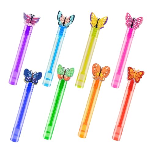 Huayeex Bubbles Party Gefälligkeiten, Bubble Sticks - 8 Stücke Cartoon Butterfly Bubble Stick Tube | Kinderbadezeitspielzeug, Klassenzimmerpreise, Foto -Requen von Huayeex