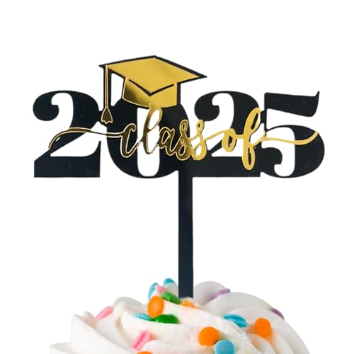 Huayeex Cupcake-Topper zum Schulabschluss 2025, Abschlussdekoration für Cupcakes, Schwarz und Gold, stabile fröhliche Feiern, Zuhause, Klassenzimmer, Schule, Uni, Kindergarten, Foto-Requisiten Huayeex Cupcake-Topper zum Schulabschluss 2025, Abschlussdekoration für Cupcakes, Schwarz und Gold, stabile fröhliche Feiern, Zuhause, Klassenzimmer, Schule, Uni, Kindergarten, Foto-Requisiten von Huayeex