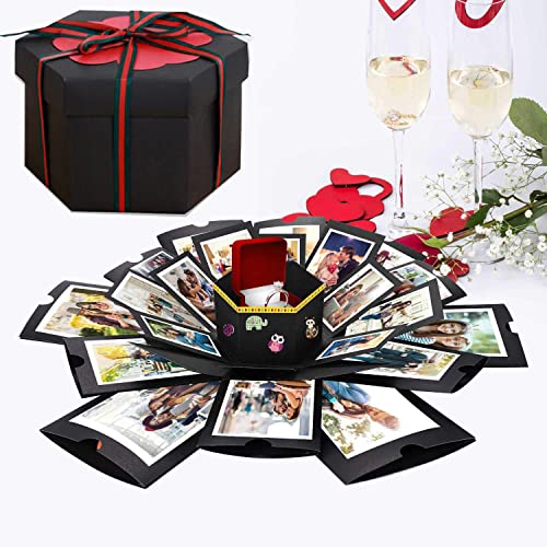 Huayifa Geschenkbox Explosionsbox,DIY Explosion Überraschungs Box handgemachteLiebe Speicher Scrapbooking Geschenk 6 Gesicht für Weihnachten Geburtstag Jubiläum Valentinstag Hochzeitsgeschenk von Huayifa