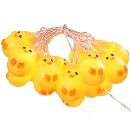 LED Lichterkette， Ostern Lichterketten,2M10 LED Kleines gelbes Huhn Lichterketten für Ostern Dekoration, Garten, Terrasse,Hochzeit, Party von Huayifa