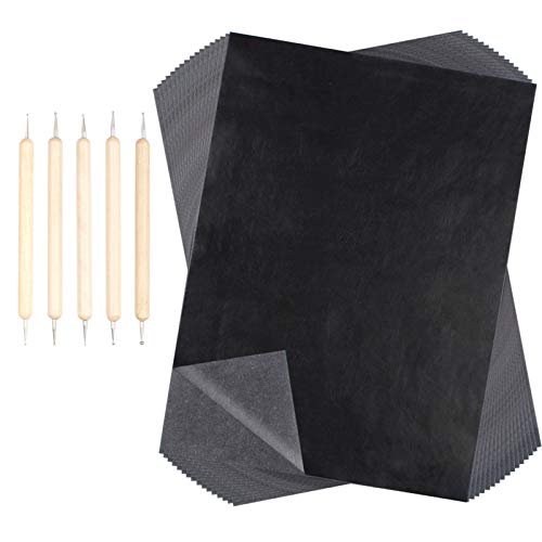 Huayue 200 Blatt Carbon Papier Kohlepapier A4 Carbon Transferpapier Pauspapier Graphitpapier Durchschreibepapier mit 5 Stück Prägestift Embossing Stylus für Holz Stoff Tattoo Papier Copy Leinwand von Huayue