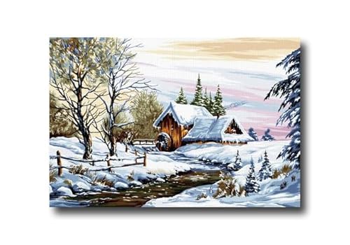 Gobelin Stickbild Stickpackung | Winterlandschaft | halber Kreuzstich 47x70cm | inkl. Sticktwist | cod. 659 von Hudemas