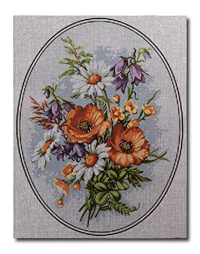 Hudemas Gobelin Stickbild Stickpackung Blumen halber Kreuzstich 23x30cm. inkl. Sticktwist (728) von Hudemas