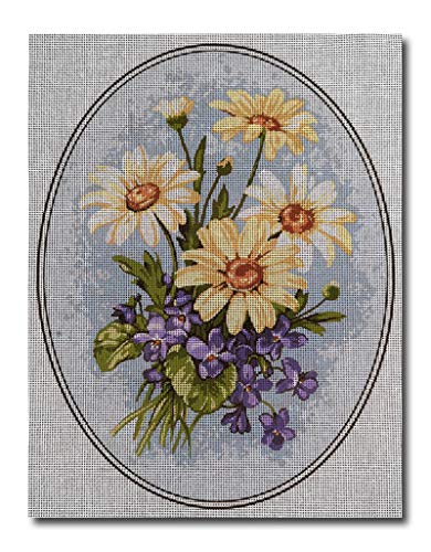 Hudemas Gobelin Stickbild Stickpackung Blumen halber Kreuzstich 23x30cm. inkl. Sticktwist (729) von Hudemas