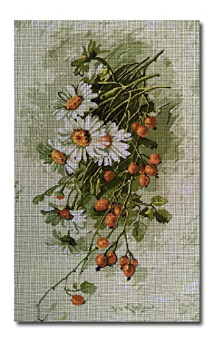 Hudemas Gobelin Stickbild Stickpackung Blumen halber Kreuzstich 40x25cm inkl Sticktwist cod 547 von Hudemas