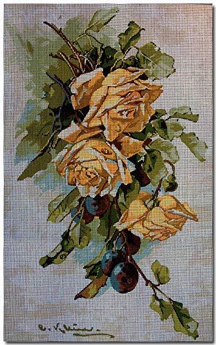 Hudemas Gobelin Stickbild Stickpackung Rosen halber Kreuzstich 25x40cm. inkl. Sticktwist cod.550 von Hudemas