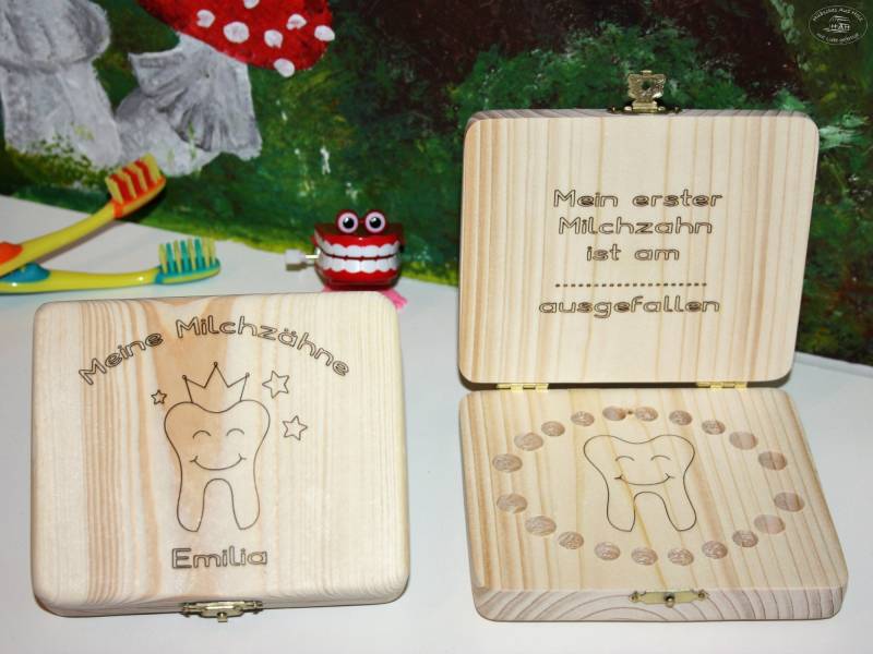 Milchzahnbox Aus Holz, Personalisiert/Milchzahndose Holz Zahndose Zahnbox Holzbox Zähne, Geschenk Zahnfee, Box Für Kinderzähne von HuebschesAusHolz