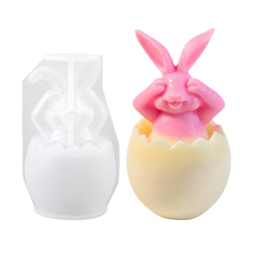 3D Kaninchen Gießform Ostern, Dekostecker in Osterhasen Deko, Ostern Kaninchen Silikonformen Gießformen, Epoxidharz Formen zur Herstellung von Ostern Ornamenten, Ostern Hase Silikonformen Gießformen von Huehkir