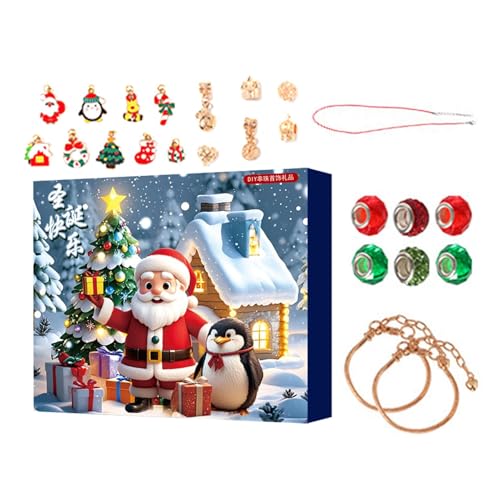 Adventskalender Mädchen Schmuck 2024, Schmuckbastelsets Für Kinder, Weihnachtskalender Schmuck Basteln Mädchen Armbänder, Weihnachten Geschenke Mädchen 6 7 8 9 10 11 12 13 Jahre von Huehkir