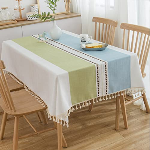 Huesdet Tischdecke mit Quaste Tischtuch Baumwolle Leinen Tischdecken Abwaschbar Staubdicht Couchtisch Table Cloth für Küche Picknick Weihnachts Tischdekoration von Huesdet