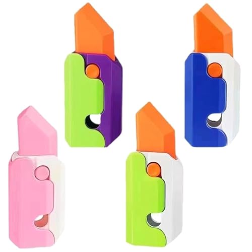 HugMiu Neu 3D Rettich Butterfly Messer gerader Sprung Radiergummi Gravity Mini Schlüssel Bund Kinder Dekompression Push Toy Geschenk Überraschung von HugMiu