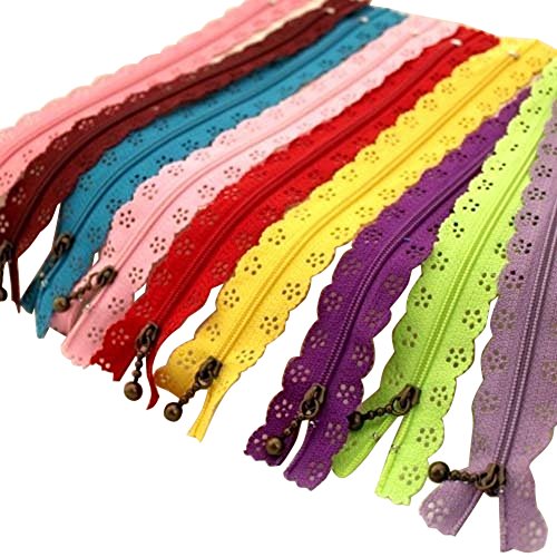 HugeStore 20cm Spitze Reißverschlüsse Nylon Zippers Reißverschluss Für Bekleidung und Handwerk 50 Stk von HugeStore