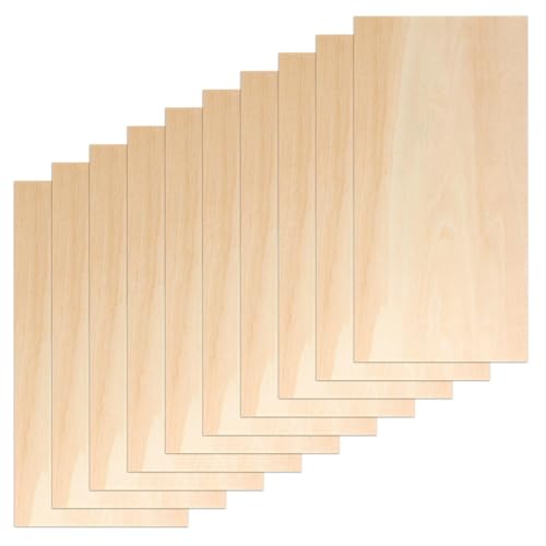 10 Stück Balsaholz Platten 20x10cm - Holzplatten für DIY, holzplatten zum basteln - Leicht, Stark ，Lasergravur und Bootsbau von Hugfads