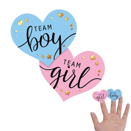 Geschlechtsenthüllungsaufkleber - 96er Set Team Boy oder Girl, Team Boy und Team Girl Labels mit Goldfolie für enthüllende Partys und Baby Showers (Durchmesser 5cm) von Hugfads