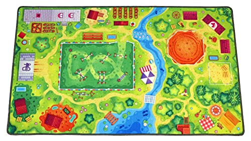 HuggyPlay Spielteppich Ponyhof Kinderteppich 90 x 150 cm von Huggy