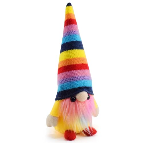 Hugsweet Regenbogenzwerg,Regenbogen-Rudolph-Zwergpuppe - Bunte Zwergpuppen-Ornamente | Multifunktionale Tischdekoration, niedliche Regenbogen-Zwergdekoration für Wohnzimmer, Schlafzimmer, Gästezimmer von Hugsweet