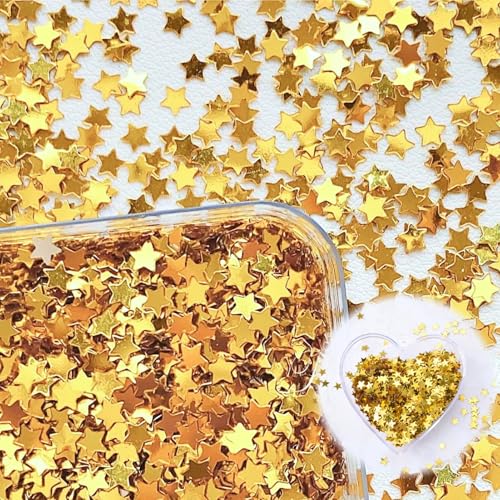 Hugwish 50g Stern Konfetti Gold, Streudeko Gold Stern Confetti, Streusterne Goldene Sterne, Glitzersterne Für Party Hochzeit Weihnachten Konfetti, Sterne Deko Weihnachten von Hugwish