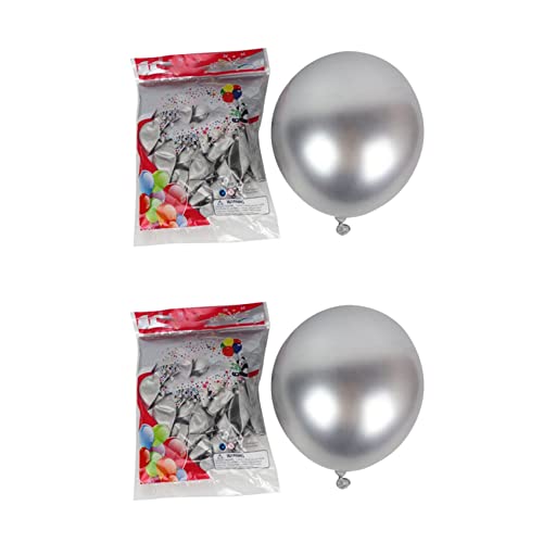 Huhudyy 100 StüCk 10 Metallisch Latex Luftballons Dickes Chrom Hoch Glanz Metall Perl Ballon Globos Silber von Huhudyy