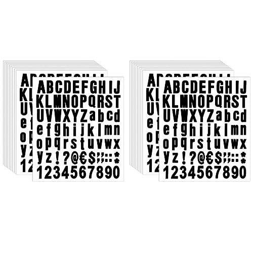 Huhudyy 1540 Stück 20 Blatt Selbstklebendes Vinyl Buchstaben Zahlen Kit, Alphabet Nummern Aufkleber für Brief Kasten (Schwarz, 1) von Huhudyy