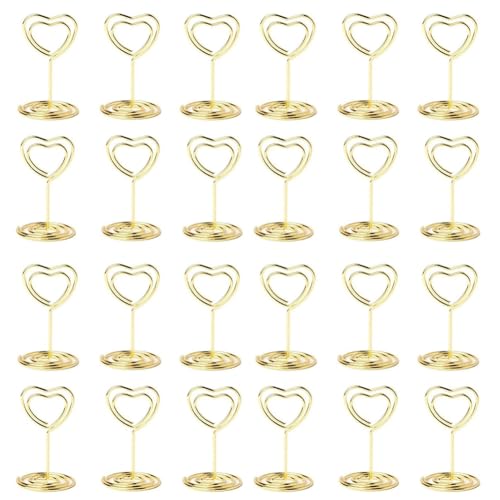 Huhudyy 40 Stück Tischnummernhalter, Tischkartenhalter, Kartenständer, Namensmenü-Clips, Tischschildhalter für Partys, Gold von Huhudyy