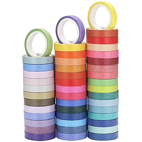 Huhudyy 60 StüCk/Set Basic Solid Farbe Washi Tape Regenbogen Masking Tape Dekoratives Klebeband Aufkleber Scrapbook Tagebuch Briefpapier von Huhudyy