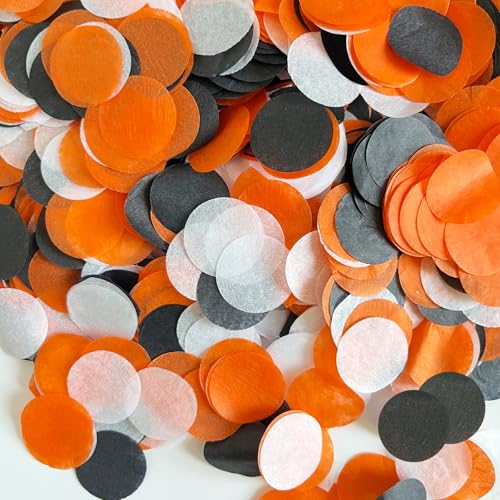 Halloween Konfetti 2,5 cm Papier Konfetti Schwarz Orange und Weiß Tischkonfetti für Halloween Dekorationen 49.6 g von Huionvia