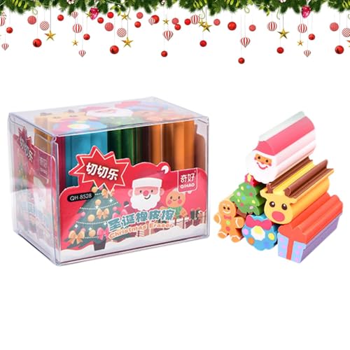 Huitrcrio Weihnachts-Radiergummis,Weihnachts-Radiergummis für Kinder - Set mit 6 langen, neuartigen Weihnachts-Radiergummis | Bunte Weihnachts-Radiergummis, niedliche Weihnachtsmann-Radiergummis in 3D von Huitrcrio