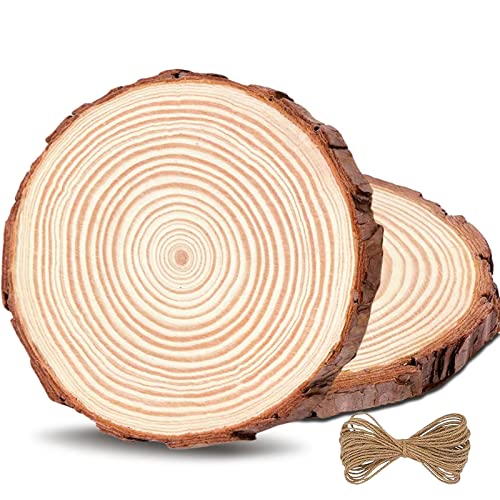 Huixinue Holzscheiben 2 Stücke 20-22 cm Holz Log Scheiben Ungebohrte Baumscheibe,Baumscheiben 15mm Dicke,Für DIY Handwerk Holz-Scheiben Hochzeit Mittelstücke Weihnachten Dekoration Baumscheibe von Huixinue