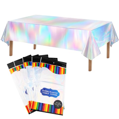 5 Stück Party Tischdecke, Geburtstag Bunt Plastik Tischdecken 137x274cm Rechteck Tischdecke Wasserdicht, Party Tischtuch Tischdecke Kindergeburtstag Tischdeko Geburtstag Mädchen Junge Babyparty von Huiyoulan