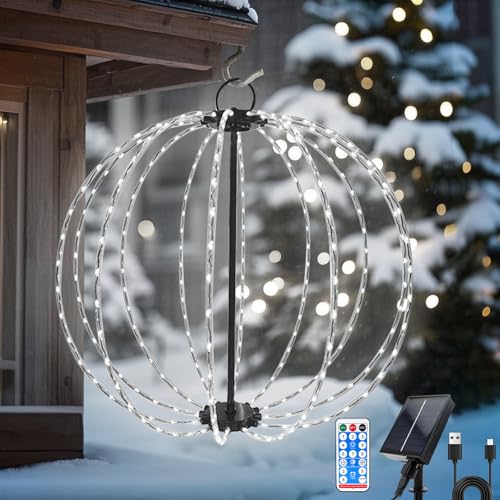 Beleuchtete Faltbare Kugeln Weihnachten Durchmesser 30 cm, Solar Lichter Laternen Aussen mit Remote, 8 Mod Hängende Laternen Lichter, Solar Garten Lampen Für Weihnachten Partys Balkon Hochzeit Dek Beleuchtete Faltbare Kugeln Weihnachten Durchmesser 30 cm, Solar Lichter Laternen Aussen mit Remote, 8 Mod Hängende Laternen Lichter, Solar Garten Lampen Für Weihnachten Partys Balkon Hochzeit Dek von Hulaiyaa