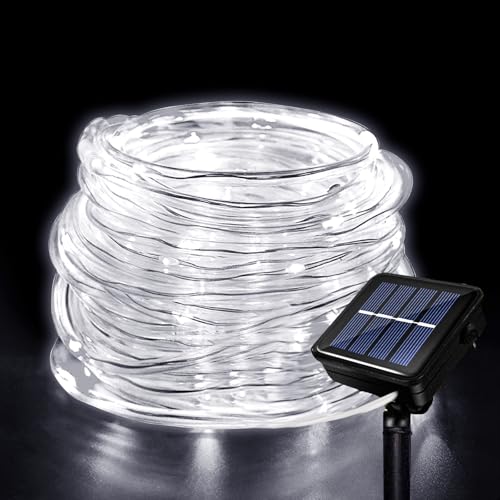 Hulaiyaa Outdoor Solar LED Lichtschlauch, Wasserdichte Solar Lichterschlauch 12M Solar Lichterschlauch Aussen 8 Modi 100 LED Lichtschlauch Außen für Hochzeit Weihnachten Party Dekorationen von Hulaiyaa